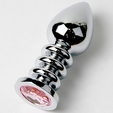 Anal Jewelry Plug Large Silver, розовый, Большая анальная пробка с кристаллом