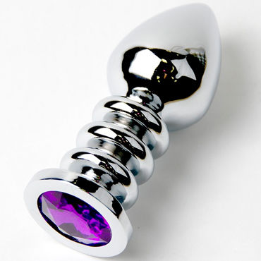 Anal Jewelry Plug Large Silver, фиолетовый, Большая анальная пробка с кристаллом