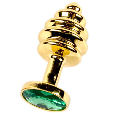 Anal Jewelry Plug Small Gold, зеленый, Маленькая анальная пробка с кристаллом
