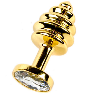 Anal Jewelry Plug Small Gold, прозрачный, Маленькая анальная пробка с кристаллом