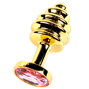 Anal Jewelry Plug Small Gold, розовый, Маленькая анальная пробка с кристаллом