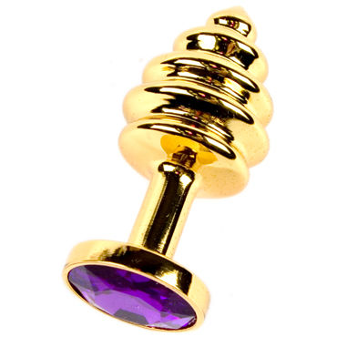 Anal Jewelry Plug Small Gold, фиолетовый, Маленькая анальная пробка с кристаллом