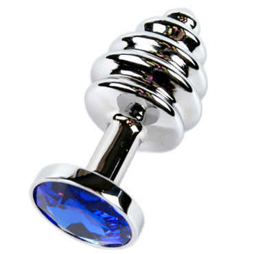 Anal Jewelry Plug Small Silver, синий, Маленькая анальная пробка с кристаллом