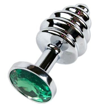 Anal Jewelry Plug Small Silver, зеленый, Маленькая анальная пробка с кристаллом