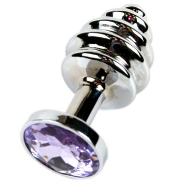 Anal Jewelry Plug Small Silver, сиреневый, Маленькая анальная пробка с кристаллом