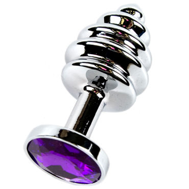 Anal Jewelry Plug Small Silver, фиолетовый, Маленькая анальная пробка с кристаллом