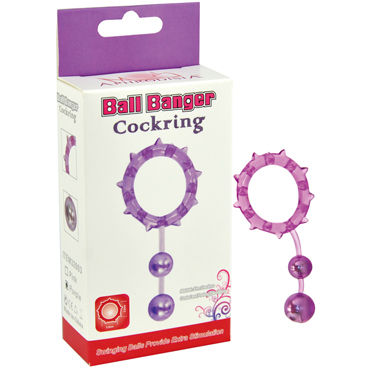 Howells Ball Banger Cock Ring, фиолетовое, Кольцо с 2 утяжеляющими шариками