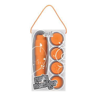 Toy Joy Funky Massager, оранжевый, Виброракета со сменными насадками