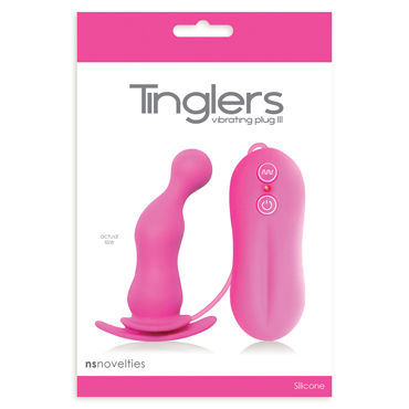 NS Novelties Tinglers Vibrating Plug III, розовая - Анальная вибропробка изогнутой формы - купить в секс шопе
