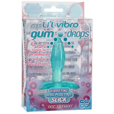 Doc Johnson Lil Vibro Gumdrops Slick, голубая - Анальная пробка с вибрацией - купить в секс шопе