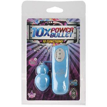 Doc Johnson 10X Power Bullet, голубое - Виброяйцо, 10 функций - купить в секс шопе