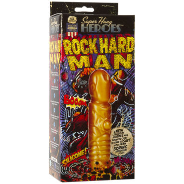 Doc Johnson Super Hung Heroes Rock Hard Man - Фаллоимитатор с рельефным стволом - купить в секс шопе