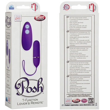 California Exotic Posh 7-Function Lovers Remotes, фиолетовое - Водонепроницаемое виброяйцо - купить в секс шопе