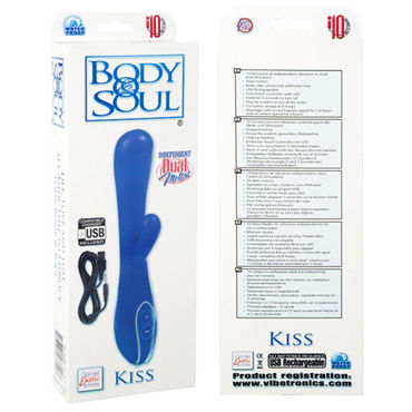 California Exotic Body & Soul Kiss, синий - Вибратор с USB-зарядкой - купить в секс шопе