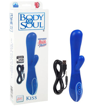 California Exotic Body & Soul Kiss, синий, Вибратор с USB-зарядкой