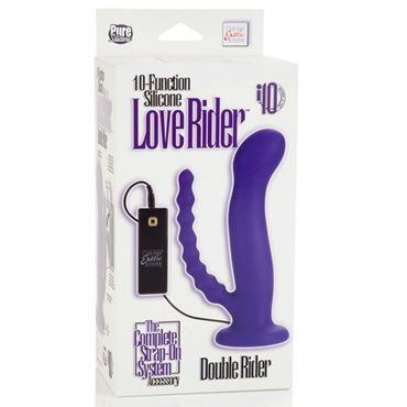 California Exotic Love Rider Double Riders, фиолетовый - Анально-вагинальный страпон к трусикам - купить в секс шопе