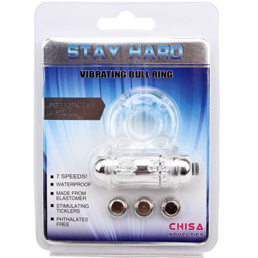 Chisa Ball Stay Hard Vibrating Bull Ring, Эрекционное виброкольцо со стимулятором клитора