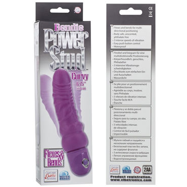 California Exotic Bendie Power Stud Curvy, фиолетовый - Гибкий вибратор-реалистик - купить в секс шопе