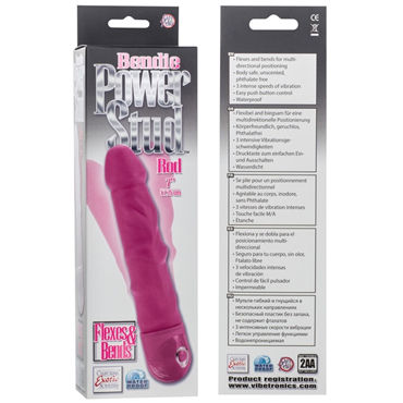 California Exotic Bendie Power Stud Curvy Rod, розовый - Водонепроницаемый вибратор-реалистик - купить в секс шопе