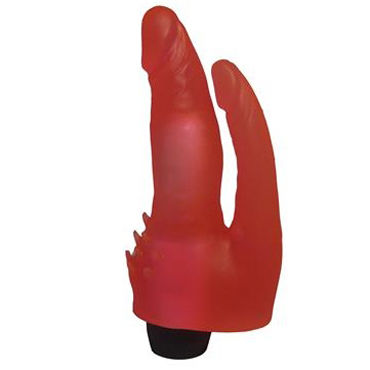Биоклон Анально-вагинальный вибратор, красный, С щеточкой для стимуляции клитора