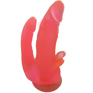 Биоклон Анально-вагинальный фаллоимитатор, красный, С клиторальным стимулятором