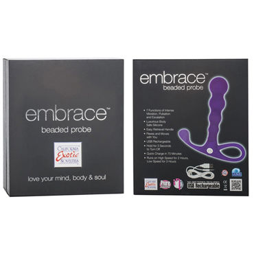 California Exotic Embrace Beaded Probes, фиолетовый - Эргономичный анальный вибромассажер - купить в секс шопе