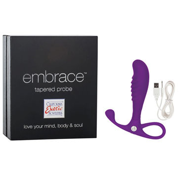 California Exotic Embrace Tapered Probes, фиолетовый, Эргономичный анальный вибромассажер