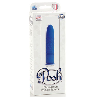 California Exotic Posh Pocket Teaser, синий - Минивибратор с игривым узором - купить в секс шопе