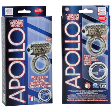 California Exotic Apollo Premium Enhancers, серое - Эрекционное кольцо с вибрацией - купить в секс шопе