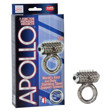 California Exotic Apollo Premium Enhancers, серое, Эрекционное кольцо с вибрацией