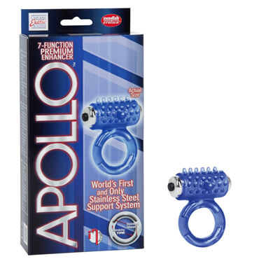 California Exotic Apollo Premium Enhancers, синее, Эрекционное кольцо с вибрацией