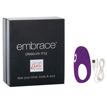 California Exotic Embrace Pleasure Ring, фиолетовое, Эрекционное виброкольцо с usb-зарядкой