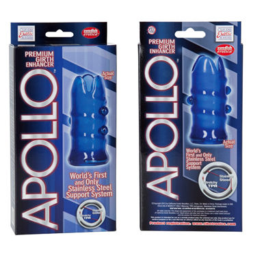 California Exotic Apollo Premium Girth Enhancers, синяя - Насадка на пенис - купить в секс шопе