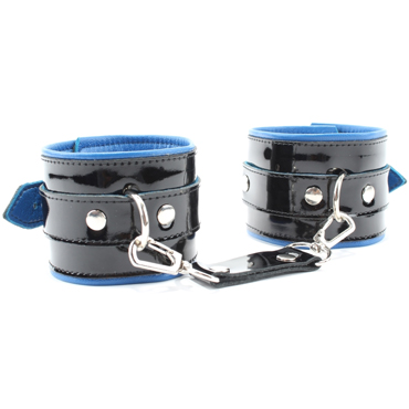 BDSM Арсенал Наручники лаковые, черно-синие - фото, отзывы