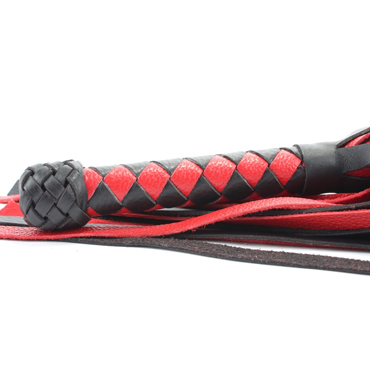 BDSM Арсенал Плеть с плетеной ручкой длинная, черно-красная - фото, отзывы