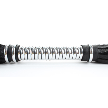 BDSM Арсенал Плеть с витой ручкой длинная, черно-серебристая - фото, отзывы