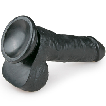 Easytoys Realistic Dildo 17,5 cm, черный - Реалистичный фаллоимитатор с мошонкой на присоске - купить в секс шопе