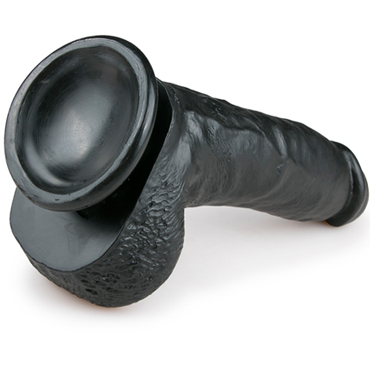 Easytoys Realistic Dildo 20 cm, черный - Реалистичный фаллоимитатор с мошонкой на присоске - купить в секс шопе