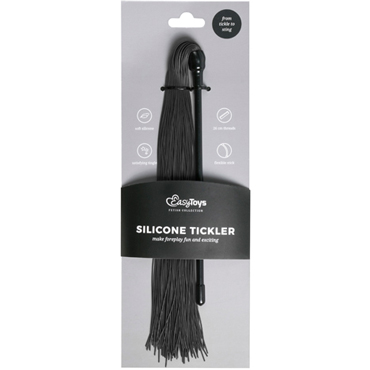 Easytoys Silicone Tickler, черная - Плеть-щекоталка с силиконовыми хвостами - купить в секс шопе