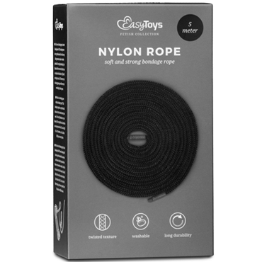 Easytoys Nylon Rope 5 m, черная - Веревка для бондажа - купить в секс шопе