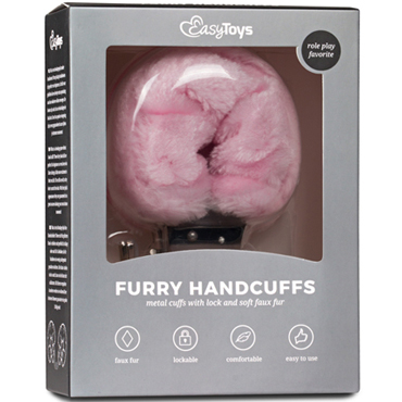 Easytoys Furry Handcuffs, розовые - фото, отзывы