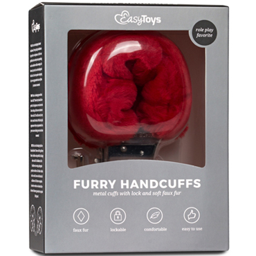 Easytoys Furry Handcuffs, красные — фото 2