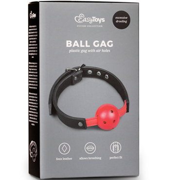 Easytoys Ball Gag With PVC Ball, красно-черный — фото 4