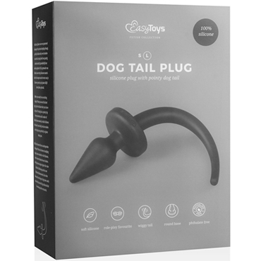 Easytoys Dog Tail Plug Pointy Large, черная, Анальная пробка с хвостом большая и другие товары EDC Collections с фото
