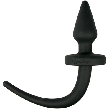 Easytoys Dog Tail Plug Pointy Large, черная, Анальная пробка с хвостом большая