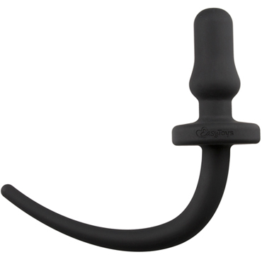 Easytoys Dog Tail Plug Thumpy Small, черная, Анальная пробка с хвостом маленькая