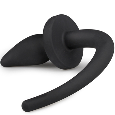 Easytoys Dog Tail Plug Curvy Large, черная - Анальная пробка с хвостом большая - купить в секс шопе