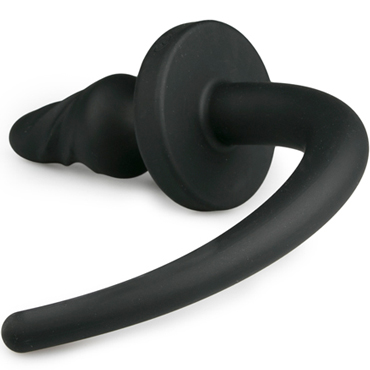 Easytoys Dog Tail Plug Twirly Large, черная - Анальная пробка с хвостом большая - купить в секс шопе