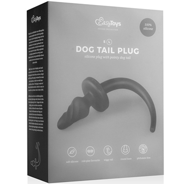 Easytoys Dog Tail Plug Twirly Large, черная, Анальная пробка с хвостом большая и другие товары EDC Collections с фото
