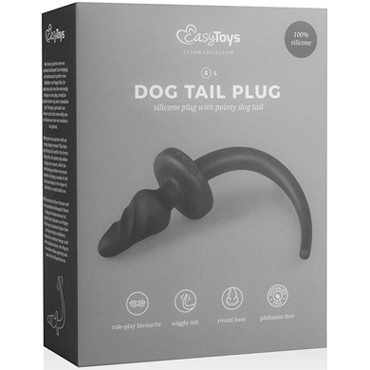 Easytoys Dog Tail Plug Twirly Small, черная - Анальная пробка с хвостом маленькая - купить в секс шопе